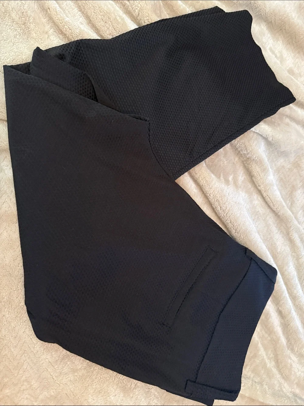 Womens capri Black Textured Dress Pants